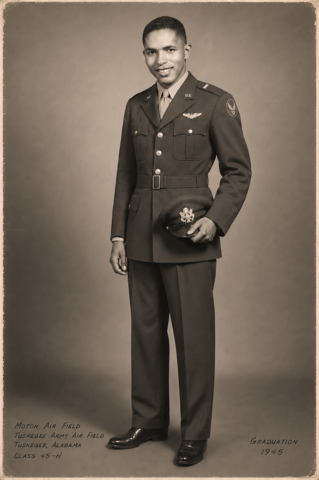 Theodore Wesley Robinson in Army Air Corps uniform, Tuskegee graduation 1945